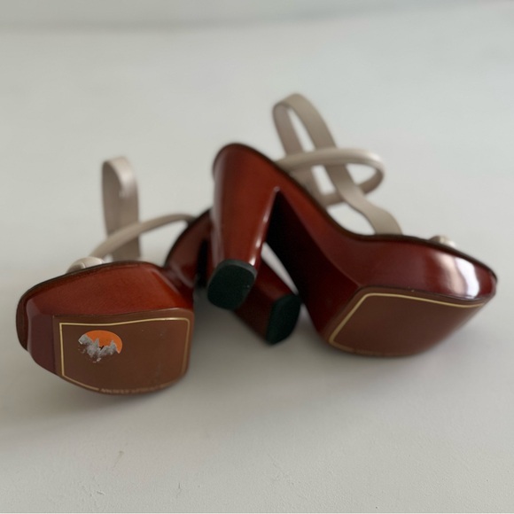 🧡 Leather Charles Jourdan Elegant White Strappy Women's Sandal Heels - Picture 7 of 9